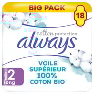 Always coton protection serviettes hygiéniques ailettes long+ x18