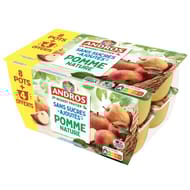Andros dessert fruitier pomme nature sans sucre ajoutés 8 + 4 offerts