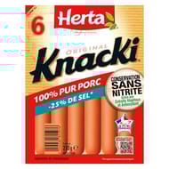 Herta knacki saucisses sel réduit CSN x6 210g