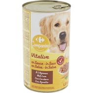 Carrefour companino vitalive en sauce pâtée pour chiens à l'agneau 1230g