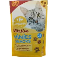 Carrefour companino snack mix pour chat au poulet, dinde et foie - 200g