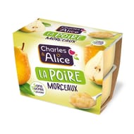 Charles & Alice la poire morceaux sans sucres ajoutés 4X95G