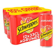 Schweppes agrumes 12x33cl dont 10% offert