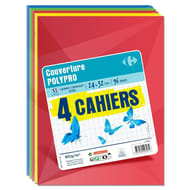 Carrefour lot de 4 cahiers agrafes 240x320 96 pages 90 grammes seyes polypro