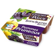 Charles & Alice spécialité de pommes et pruneaux 4x100g sans sucres ajoutés