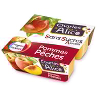 Charles & Alice spécialité de pommes et pêches 4x100g sans sucres ajoutés