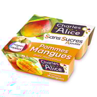 Charles & Alice spécialité de pommes et mangues 4x100g sans sucres ajoutés