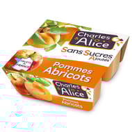Charles & Alice spécialité de pommes abricots bergeron 4x100g sans sucres ajoutés