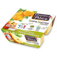 Charles & Alice spécialité de pommes et poires 4x100g sans sucres ajoutés