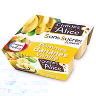 Charles & Alice spécialité de pommes bananes vanille 4x97g sans sucres ajoutés