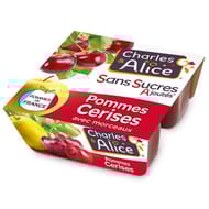 Charles & Alice spécialité de pommes et cerises 4x97g sans sucres ajoutés