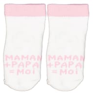 Paire de bottons naissance fantaisies MAMAN + PAPA = MOI ROSE 0/6 mois
