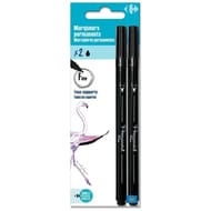 Carrefour marqueurs noir fin x2