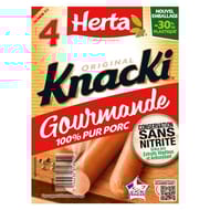 Herta knacki gourmande saucisses porc x4 280g
