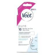Veet pure  bandes de cire froide visage peaux sensibles x16