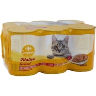 Carrefour companino pâtée pour chat adulte en terrine de saumon, au boeuf & poulet x6 - 2400g