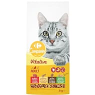 Carrefour companino croquettes chat adulte au boeuf, volaille, foie ,petits pois-2kg