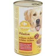Carrefour companino pâté pour chien vitalive boeuf légumes en sauce 1230g