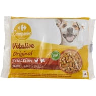 Carrefour Companino Vitalive pâtée en sauce pour chien Adulte au boeuf & poulet 4x100g