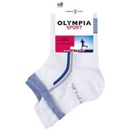 2 paires de socquettes running  homme OLYMPIA DP3 BLANC/BLEU T39/42