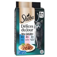 Sheba pâtée pour chat délices du jour aux poissons en gelée 6x50g