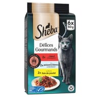 Sheba délices gourmands sachets fraîcheur taste of paris au boeuf et aux poissons blancs