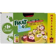 Carrefour classic' compote assortiment sans sucres ajoutés les 20 gourdes de 90g
