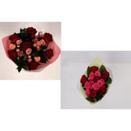 Bouquet de roses rouges et roses roses ramifiées