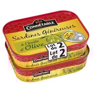 Connetable sardines généreuses à l'huile d'olive 140g lot de 2