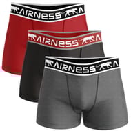 LOT DE 3 BOXERS HOMME AIRNESS GRIS CHINE/NOIR/ROUGE L