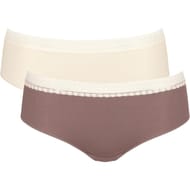 Lot de 2 shorties ligne Go Ribbed Sloggi M003 ANGORA/MOCHA S