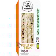 Carrefour bon appetit sandwich poulet roti crudités 160g