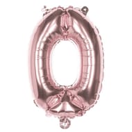 Ballon métallisé or rose chiffre 0 hauteur 36 cm