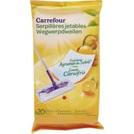 Carrefour serpillères jetables fraîcheur agrumes lingettes x20