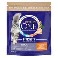 Purina one croquettes pour chat adulte au poulet et céréales complètes - 450 g