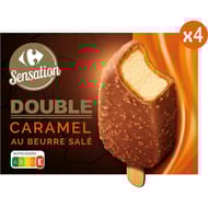 Carrefour Sensation bâtonnet double caramel au beurre salé 322g