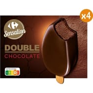 Carrefour sensation 4 bâtonnets glace double chocolat 342g