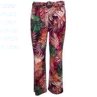 Pantalon fluide femme FUCHSIA/VERT T48 -