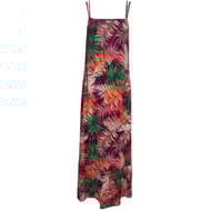 Robe longue fines bretelles IMP. FEUILLAGE FUCHSIA/VERT T38