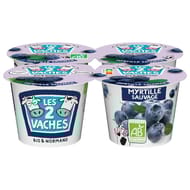 Les 2 Vaches yaourt bio brassé myrtille sauvage 4x115g