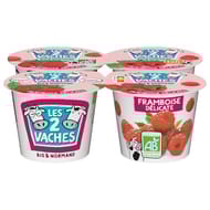 Les 2 Vaches yaourt bio brassé framboises délicates 4x115g