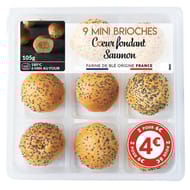 9 mini brioches coeur fondant saumon 105g prix rond stické