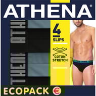 Lot de 4 slips basic colors homme Athena 2400 NOIR/ GRIS / NOIR / GRIS T3