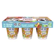 Les 2 Vaches yaourt à boire bio fraise et pêche 6x100g