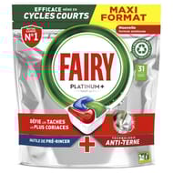 Fairy platinum plus tout en 1 tablettes lave-vaisselle regular capsules x31