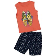Ensemble short MARINE/ORANGE 6 ANS