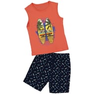 Ensemble short MARINE/ORANGE 10 ANS