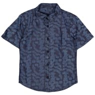 Chemise manches courtes garçon BLEU AOP FEUILLES 14 ANS