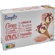 Simpl 8 cônes vanille fraise 512g
