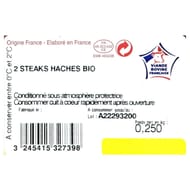 Steak haché façon bouchère bio 15% X2 250g Carrefour
